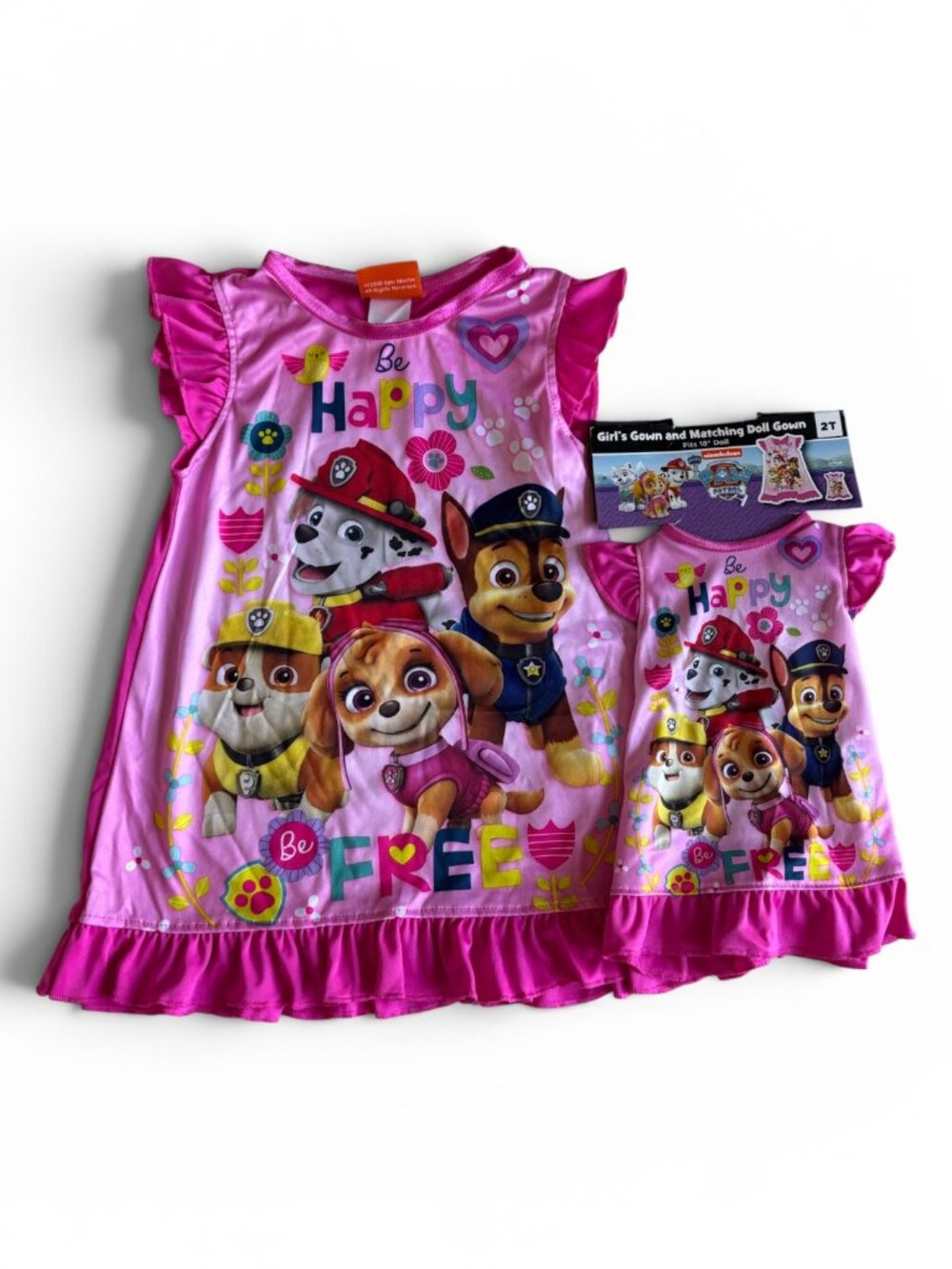 Paw Patrol "Be Happy Be Free" Dorm Nightgown & Matching Doll Gown